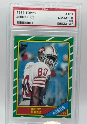 1986 Topps Jerry Rice PSA 8 (OC) front