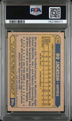 1987 Topps Bo Jackson Future Stars PSA 9 Rookie back