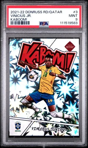 VINICIUS JR 2021 Kaboom! Panini Donruss Road To Qatar PSA 9 MINT front