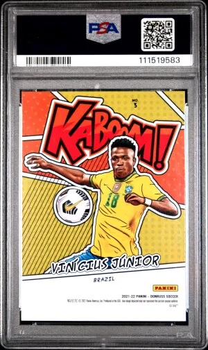 VINICIUS JR 2021 Kaboom! Panini Donruss Road To Qatar PSA 9 MINT back
