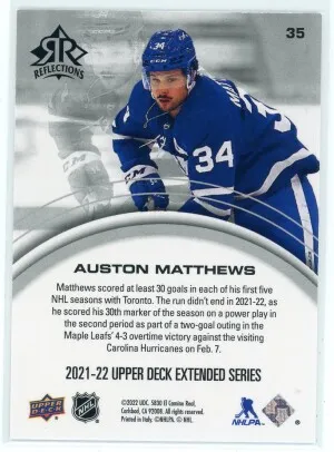 Auston Matthews 2021-22 Upper Deck Triple Dimensions Reflections Emerald 64/100 #35 back