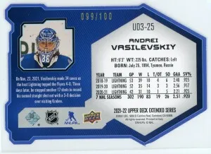 2021-22 Upper Deck Andrei Vasilevskiy UD3 Gold 99/100 #UD3-25 back