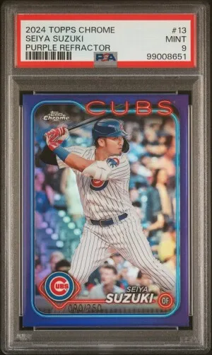 2024 Topps Chrome Seiya Suzuki Purple Refractor /250 PSA 9 front