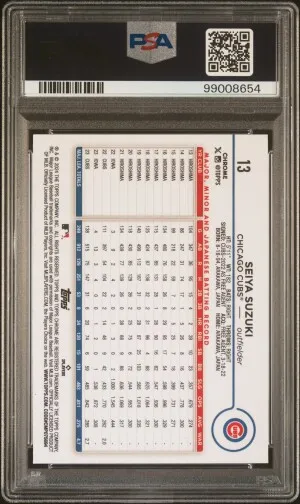 2024 Topps Chrome Seiya Suzuki Green Sonar Refractor /99 PSA 9 back