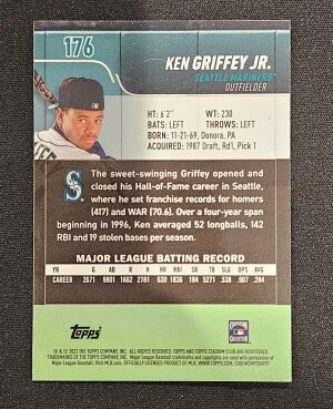 2022 Topps Stadium Club Chrome Ken Griffey Jr Xfractor back