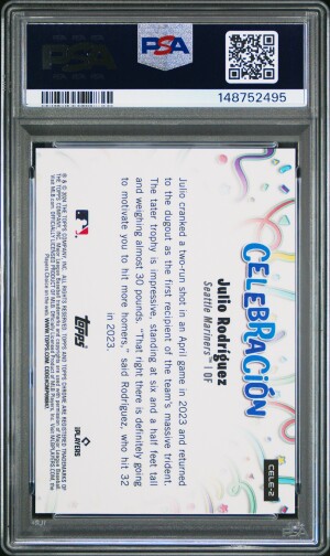 2024 Topps Chrome Celebracion Baseball Julio Rodriguez #2 Gold Ref 22/50 PSA 9 back