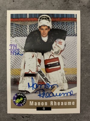Manon Rheaume 1992 Classic Draft Picks Pre-Rookie Card Auto S/N:  774/1992 With COA And Mini Placard.  Card #59. front
