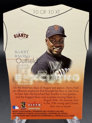 Barry Bonds (Giants) 2000 Die-Cut Fleer EX Skybox E-Xciting 10 Of 10 XT back