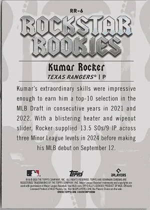 2025 Bowman #RR-6 Kumar Rocker Rockstar Rookies back