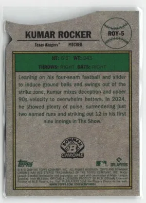 2025 Bowman #ROY-5 Kumar Rocker Rookie of the Year Favorites back