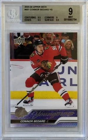 2023 Upper Deck Connor Bedard Young Guns BGS 9 front