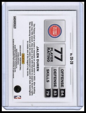 2022 Prizm Monopoly Color Blast Jalen Duren back
