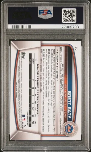 2023 Bowman Mega Box Chrome Brett Baty /75 PSA 9 Chrome-Yellow Refractor back