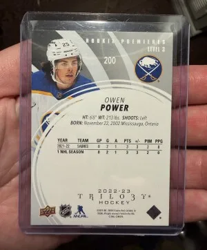 2022-23 Trilogy Owen Power Rookie Premiere Level 3 back