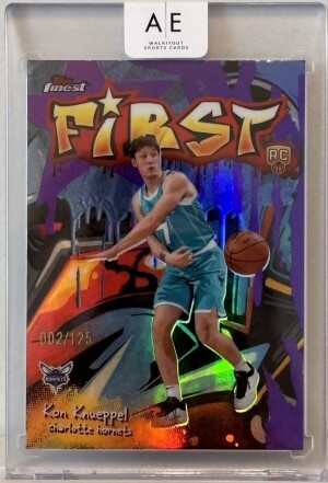 2025-26 Topps Finest 🟣🔥Purple Kon Knueppel RC First #002/125 SP, Hornets! front