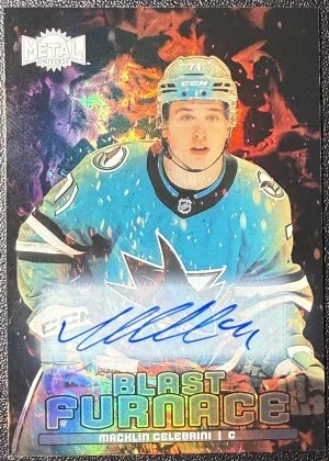 2024-25 Metal Universe Macklin Celebrini Blast Furnace Rookie Auto front