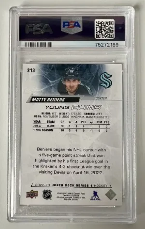 2022-23 Upper Deck Matty Beniers Young Guns Rookie PSA 10 back