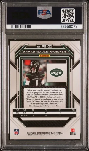 2022 Panini Chronicles Prizm Black Sauce Gardner RC back