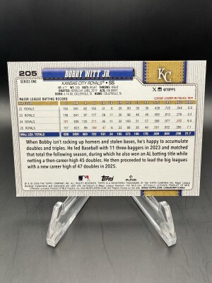 Bobby Witt Jr. (Royals) 2026 Topps Series 1 #205 back