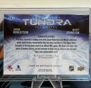 2025-26 Artifacts Tundra Teammates Jason Robertson & Wyatt Johnston /99 back