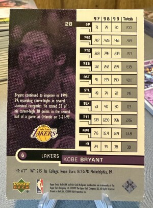 1999-00 Upper Deck HoloGrFX - Kobe Bryant #28 back