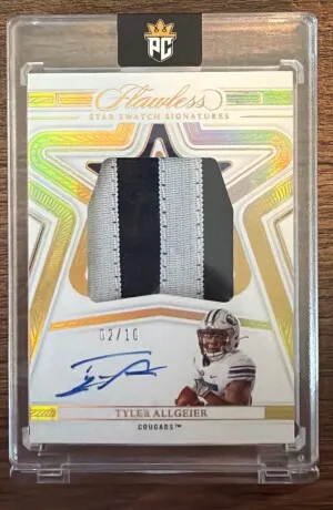 2023 Flawless Collegiate Tyler Allgeier Patch Auto /10 front
