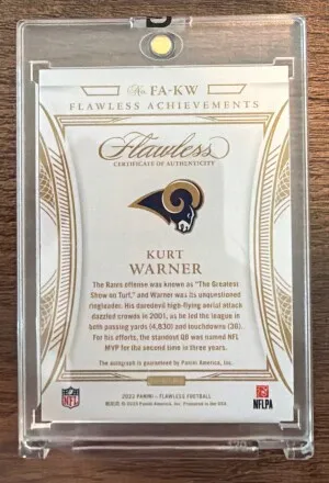 2022 Flawless Kurt Warner Auto 15/15 back