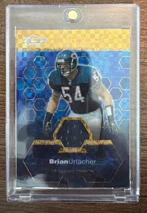 2003 Topps Finest Brian Urlacher Game Worn Jersey Patch Gold /50 front