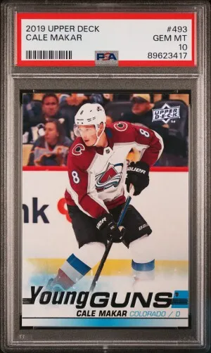 2019 Upper Deck Cale Makar Young Guns PSA 10 GEM MINT front