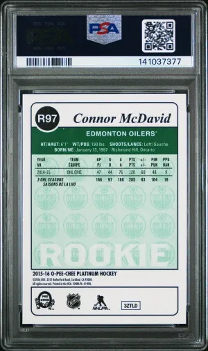 2015 O-Pee-Chee Platinum Retro Connor Mcdavid Retro back