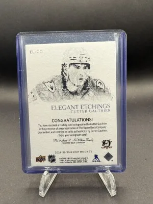 Cutter Gauthier Elegant Etchings Auto The Cup 2024-25 Rookie back