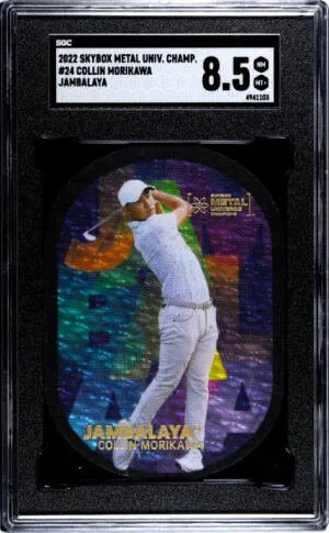 2022 Skybox Metal Universe Champions Collin Morikawa Jambalaya SGC 8.5 front