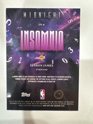 Lebron James Topps Midnight Insomnia back