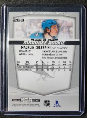 Macklin Celebrini Platinum Marquee Rookie back
