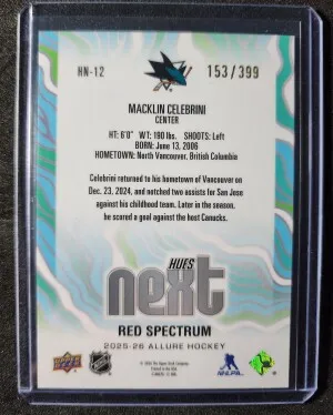Macklin Celebrini Hues Next Red Spectrum /399 back