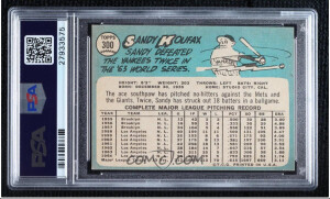 1965 Topps Sandy Koufax PSA 6 back