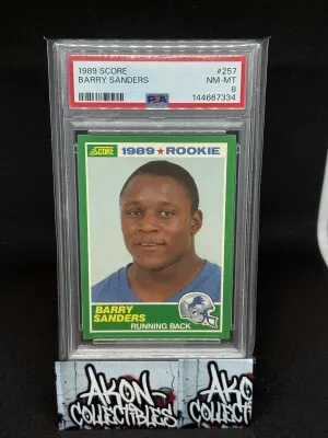 1989 Score Barry Sanders Rookie Card #257 PSA 8 NM-MT Lions HOF RC front