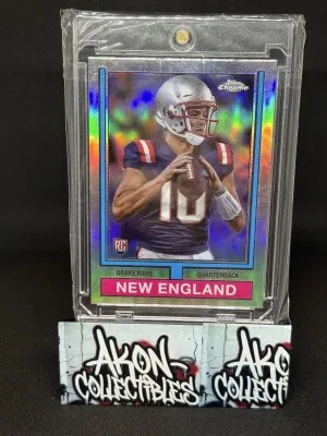 2024 Topps Chrome Football Drake Maye 1974 Topps Refractor Rookie RC Patriots front
