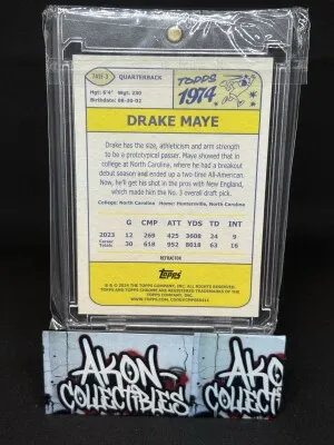 2024 Topps Chrome Football Drake Maye 1974 Topps Refractor Rookie RC Patriots back