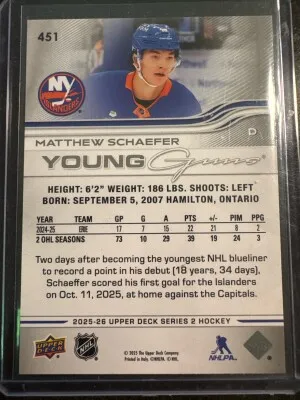 Matthew Schaefer Young Guns back