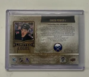 Owen Power Limited Logos Rookie Patch Auto /50 back