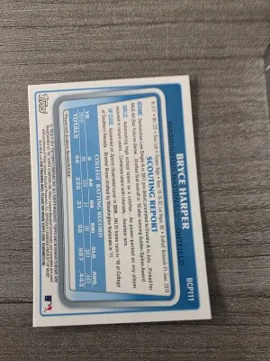 2011 Bowman Chrome Bryce Harper back