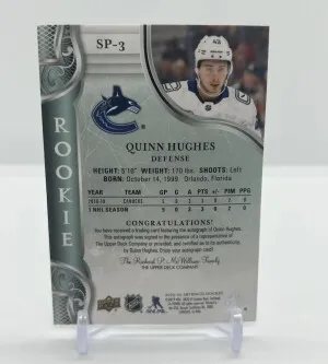 2019 Upper Deck Artifacts Quinn Hughes Rookie Auto /25 Silver back
