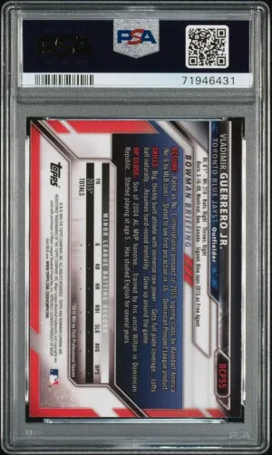 2016 Bowman Prospects Vladimir Guerrero Jr. Chrome 1st PSA 9 back
