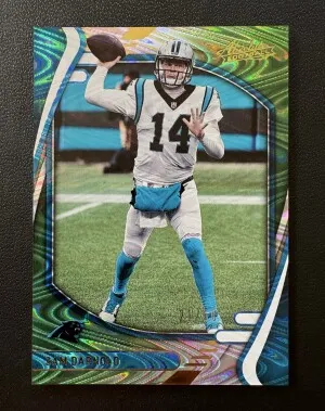 Sam Darnold /50 2021 Panini Absolute #89 Green Waves front