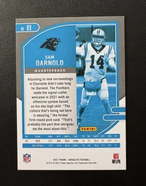 Sam Darnold /50 2021 Panini Absolute #89 Green Waves back