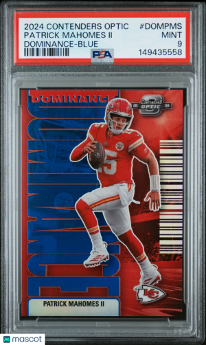 Patrick Mahomes II 2024 Panini Contenders Optic Dominance #DOMPMS Blue /99 PSA 9 front