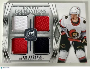 2020 Upper Deck The Cup Rookie Foundations Tim Stützle Quad Jersey Patch /99 front