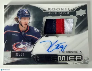 2024 Upper Deck Premier Kent Johnson Rookie Auto Patch 90/99 front