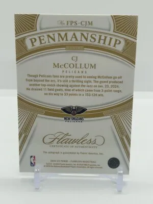 CJ McCollum Flawless Penmanship Auto /10 Gold back